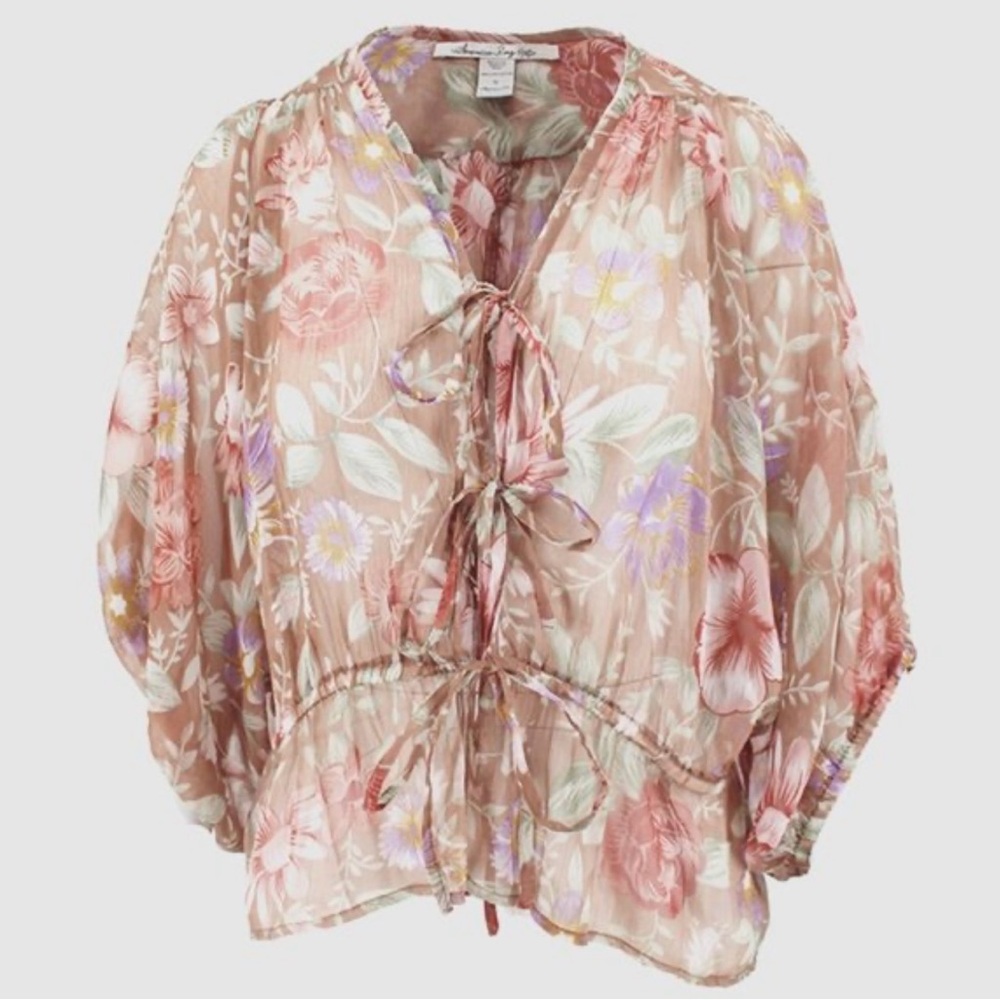 🌟 3/$25 American Rag Floral Chiffon Blouse Top